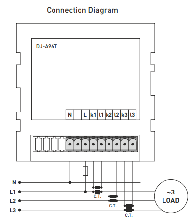 Digitální ukazatel proudu třífázový panelový ampérmetr třífázový vestavný