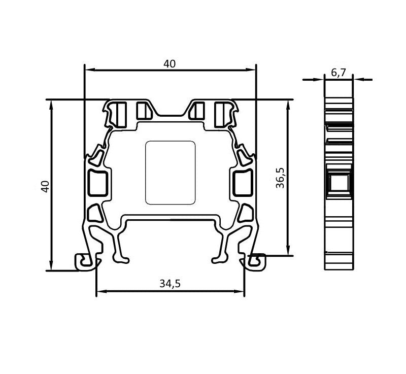 ONKA 4mm2 Šroubová kolejnicová spojka svorkovnice Terminál na DIN lištu 2-vodičová modrá, 1010025
