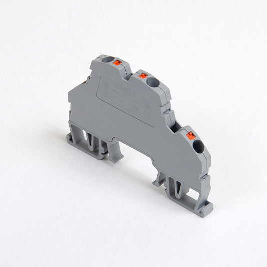 ONKA 4mm2, 2 patrová pružinová kolejnicová spojka svorkovnice Terminál na DIN lištu 4-vodičová šedá, 1020406