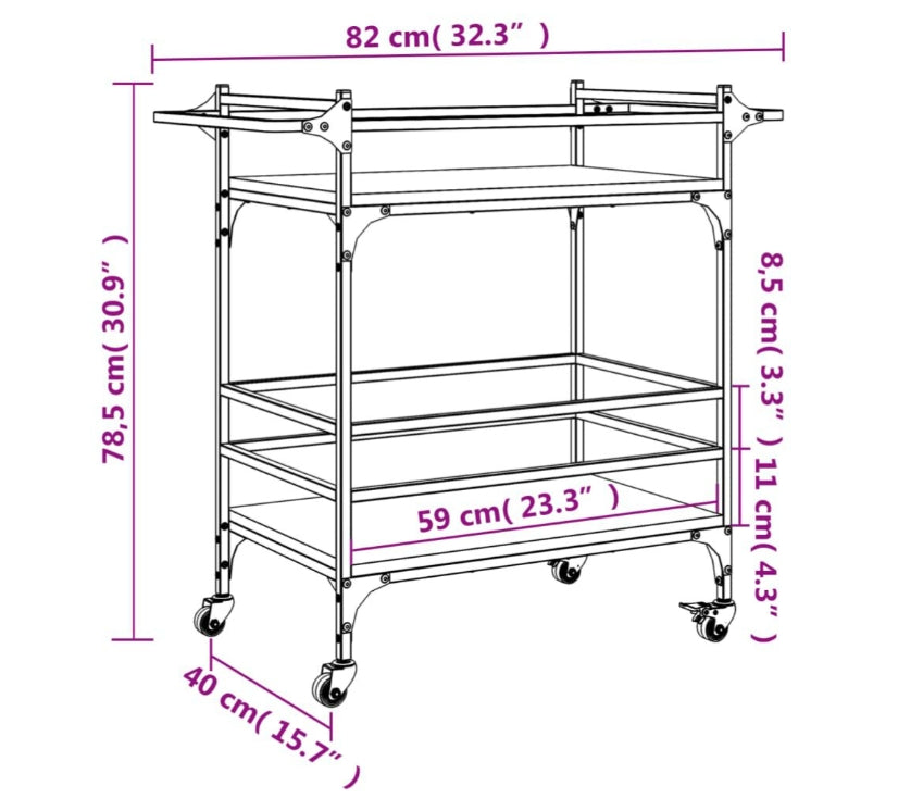 Kuchyňský vozík šedý sonoma 82 x 40 x 78,5 cm kompozitní dřevo