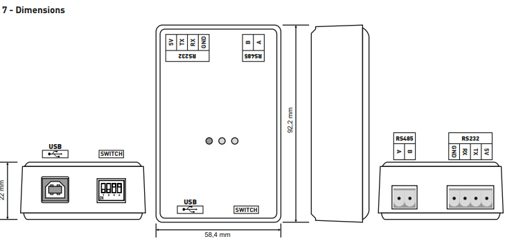 Konvertor rozhraní Modbus Převodník protokolov RS485 na RS232 do PC přes USB