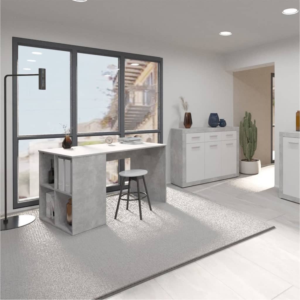 Fmd Psací Stůl S Bočními Policemi 117 X 72,9 X 73,5 Cm Bílý