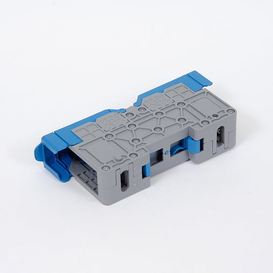 ONKA 50mm2 M8 Šroubová kolejnicová spojka svorkovnice terminál na DIN lištu s ochranným krytem, modrá, 1030034