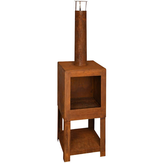 Esschert Design Zahradní Krb S Úložištěm Na Dřevo Rezavý Ff298