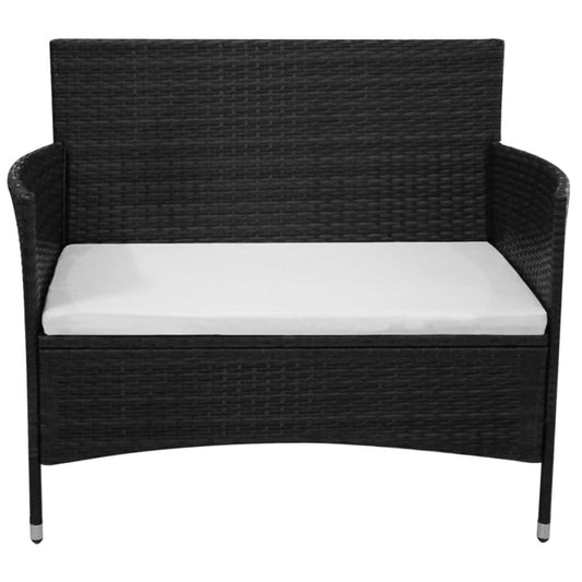 Zahradní Lavice 90 Cm Polyratan Černá
