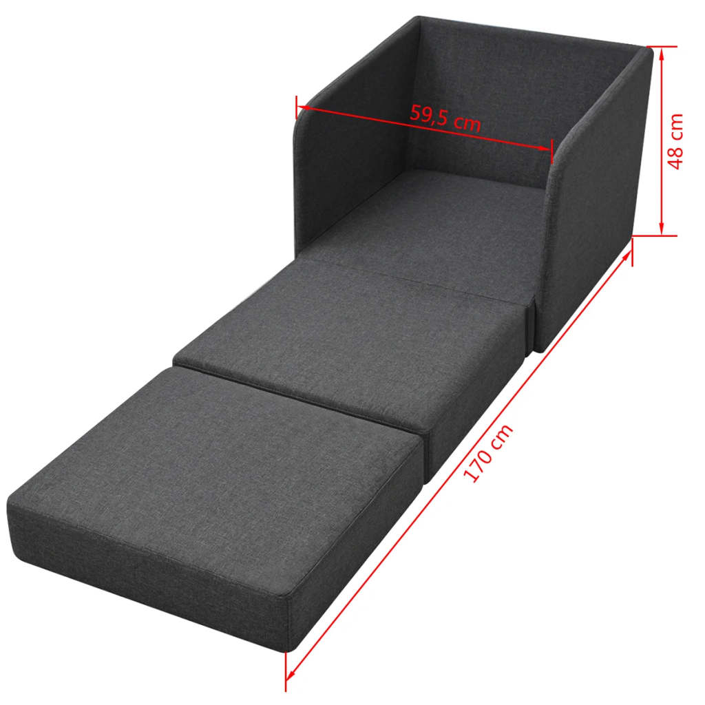 Rozkládací Křeslo Tmavě Šedé Textil