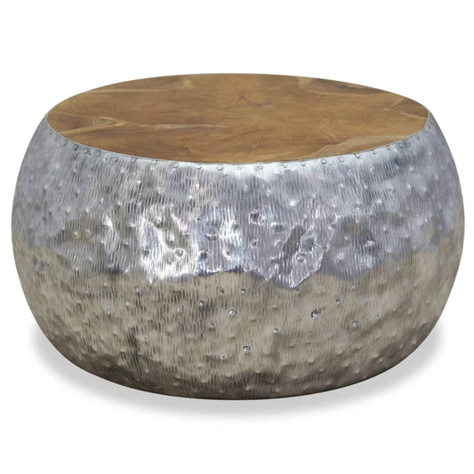 Konferenční Stolek, Hliník A Teak, 60X60X30 Cm