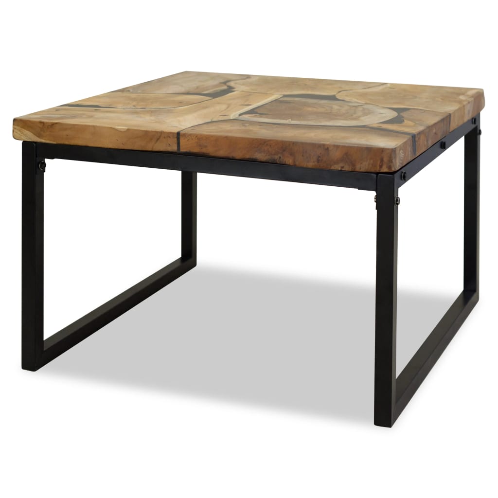 Konferenční Stolek, Teak A Pryskyřice, 60X60X40 Cm