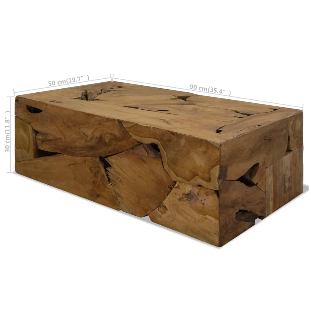 Konferenční Stolek 90 X 50 X 30 Cm Pravý Teak Hnědý