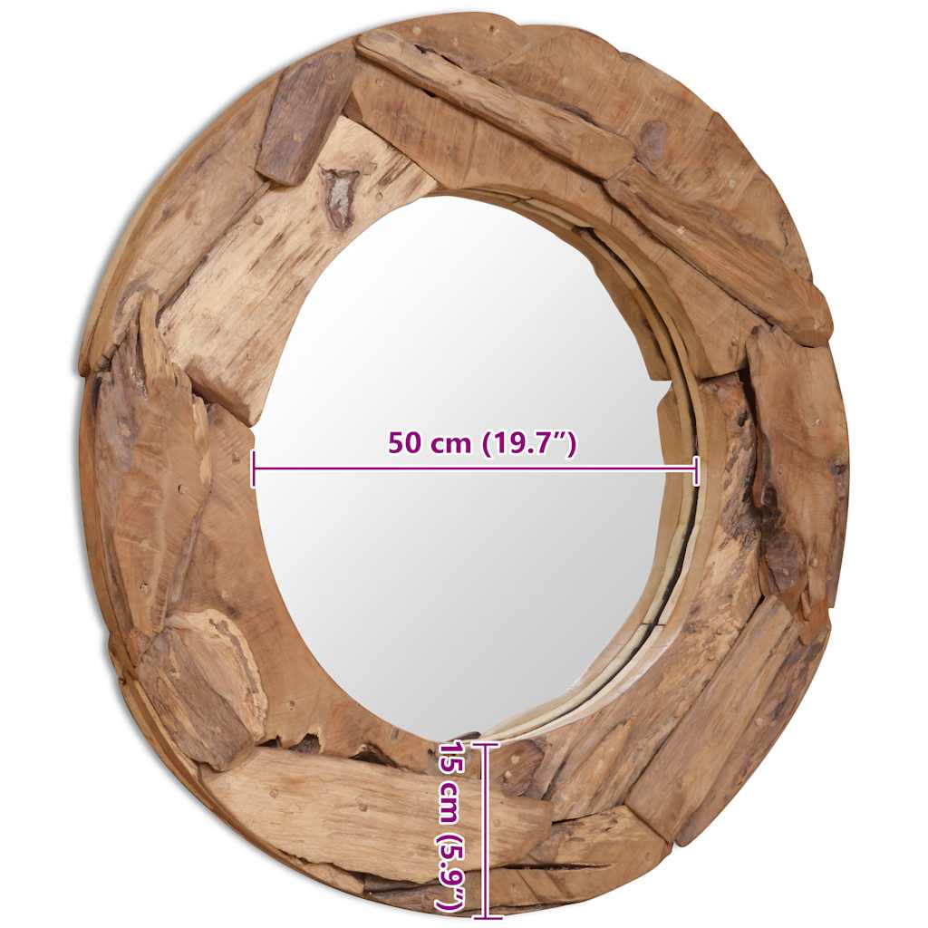 Dekorativní Zrcadlo, Kulaté, Teak,