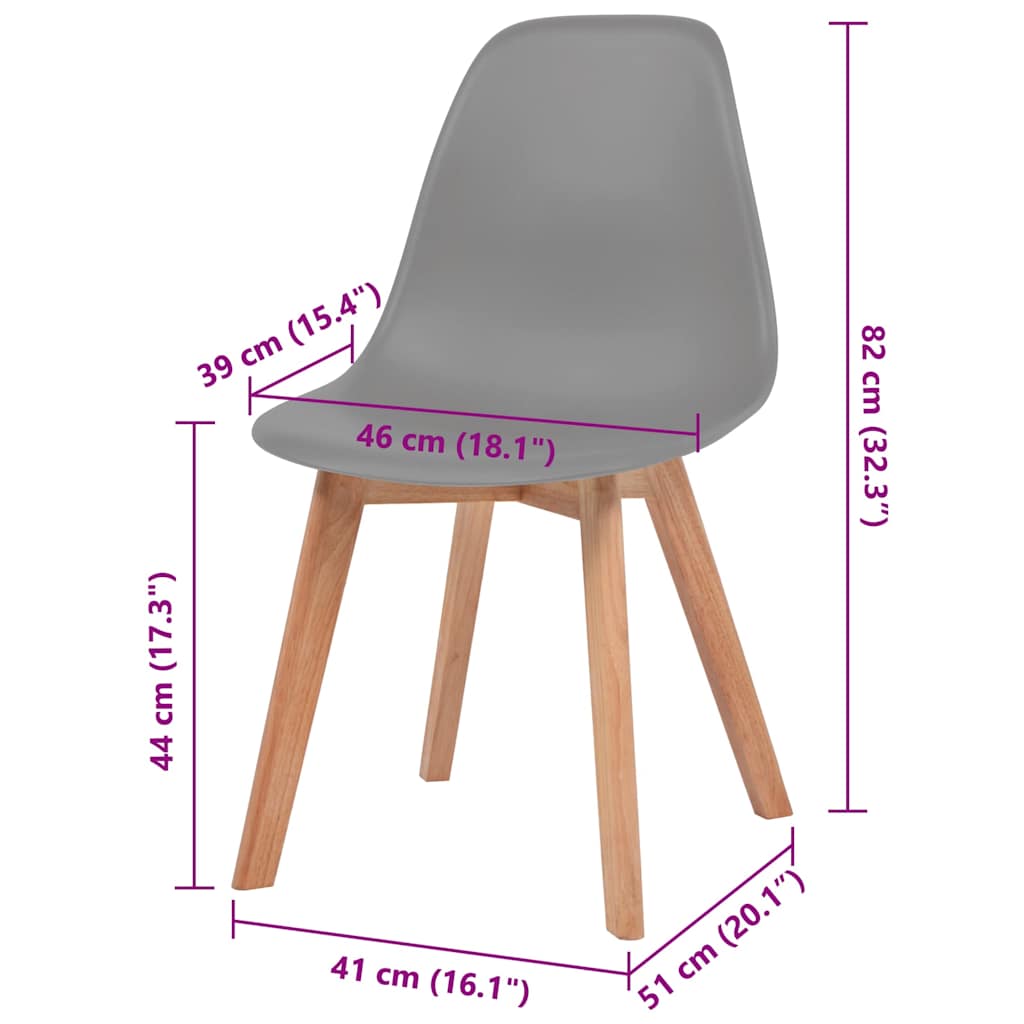Jídelní Židle 6 Ks Šedé Plast