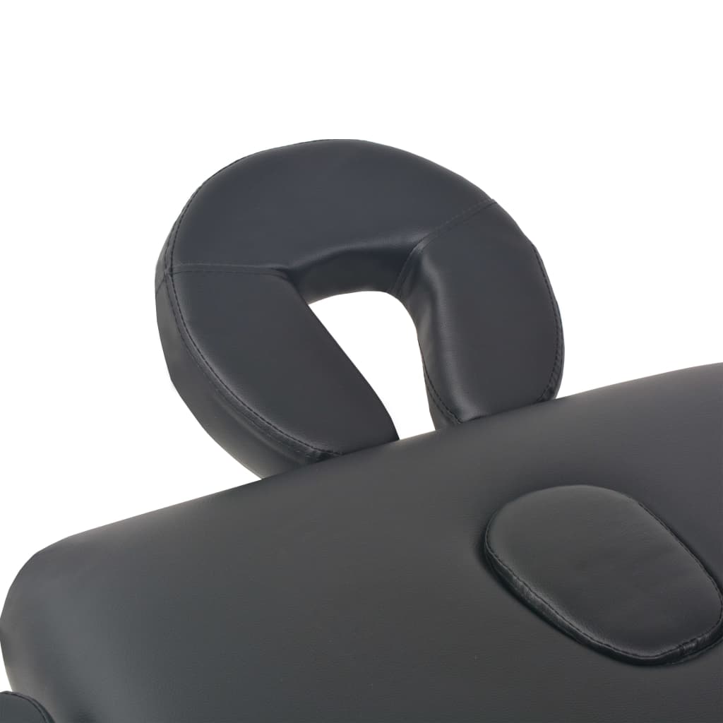 Skládací Masážní Stůl 3 Zóny A Stolička Tloušťka 10 Cm Černé