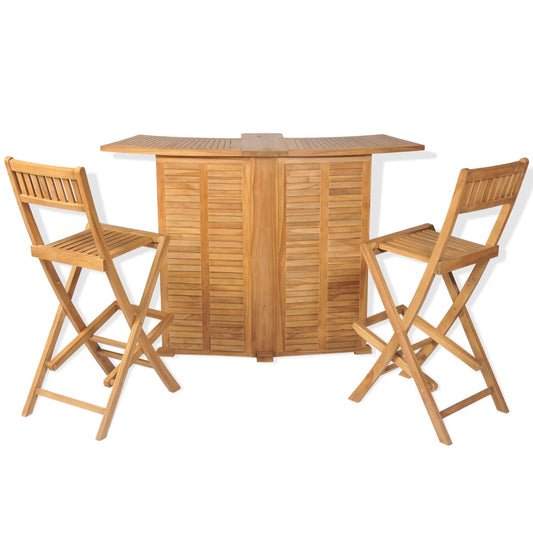 3Dílný Bistro Set Se Skládacími Židlemi Masivní Teakové Dřevo