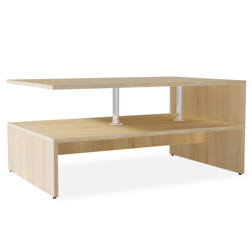 Konferenční Stolek Kompozitní Dřevo 90 X 59 X 42 Cm Dub A Bílý