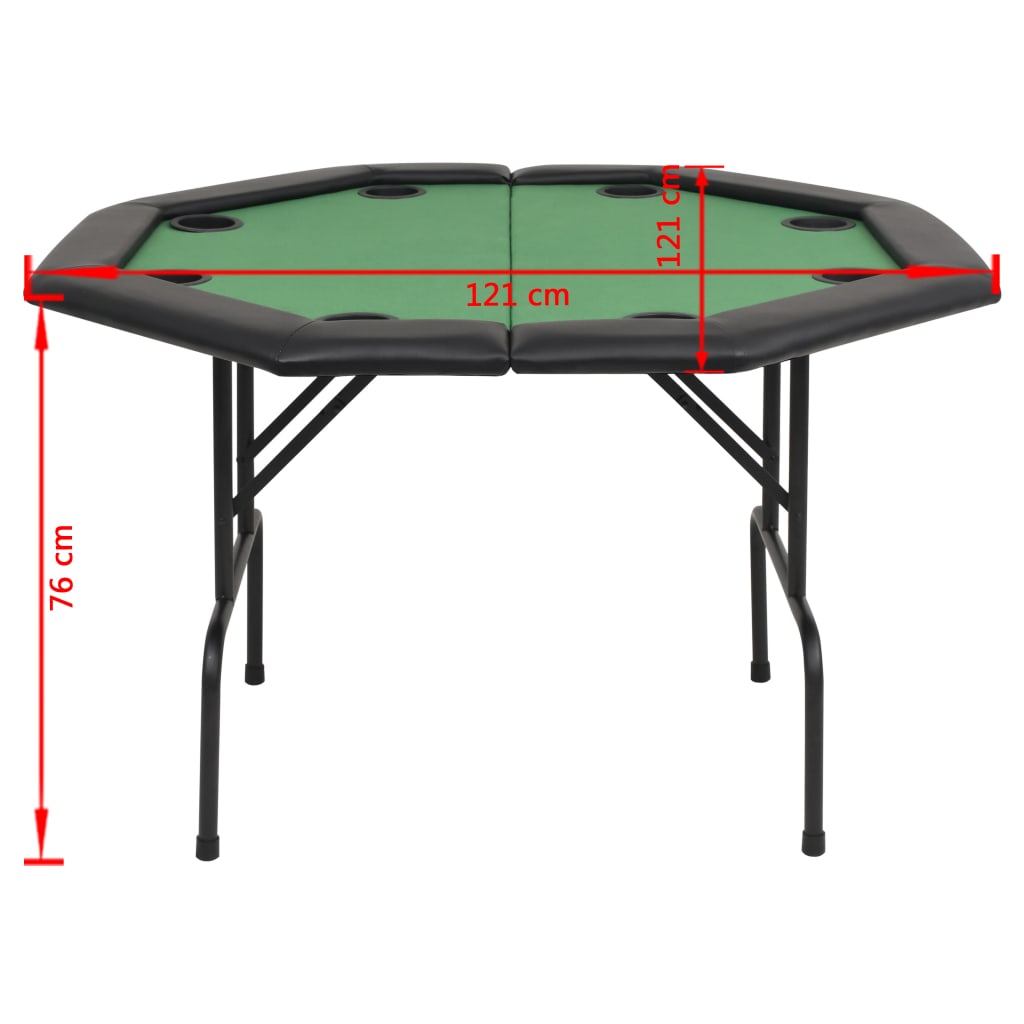 Skládací Pokerový Stůl Pro 8 Hráčů 2 Díly Osmihranný Zelený