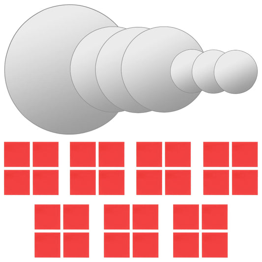 Sada Nástěnných Zrcadel 7 Kusů Kulaté Sklo