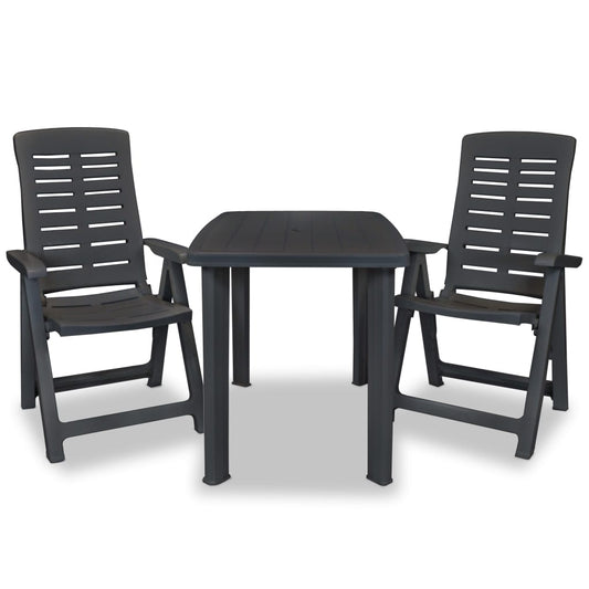 3Dílný Bistro Set Plastový Antracitový