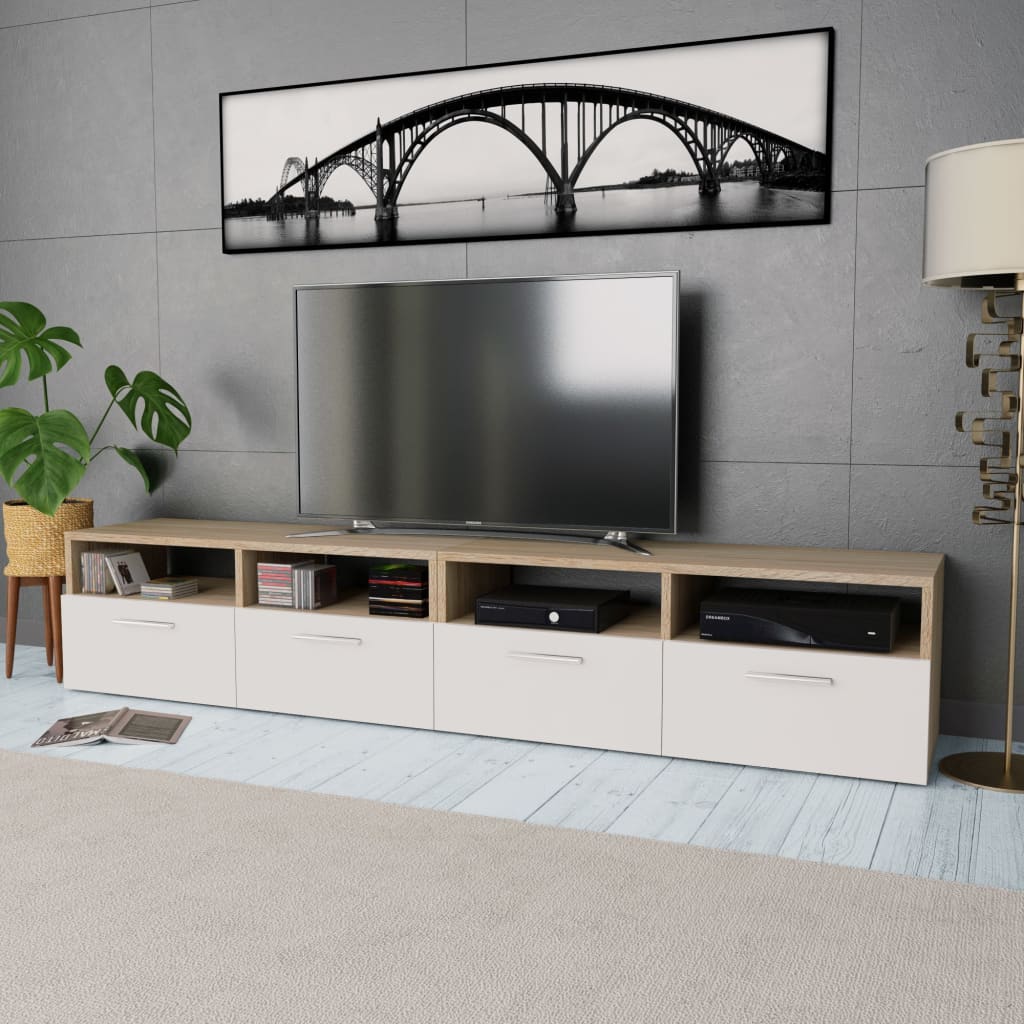 Tv Skříňky 2 Ks Kompozitní Dřevo 95 X 35 X 36 Cm Bílé
