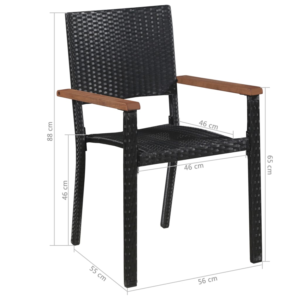 Zahradní Židle 2 Ks Polyratan Černé