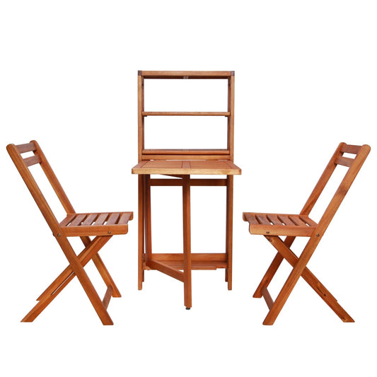 3Dílný Skládací Bistro Set Masivní Akáciové Dřevo Bílá