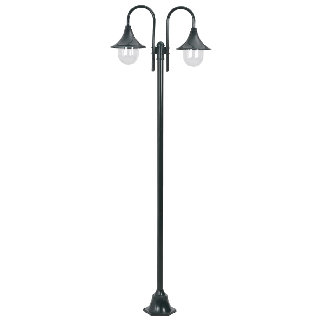 Zahradní Sloupová Lampa 2 Ramena E27 220 Cm Hliník