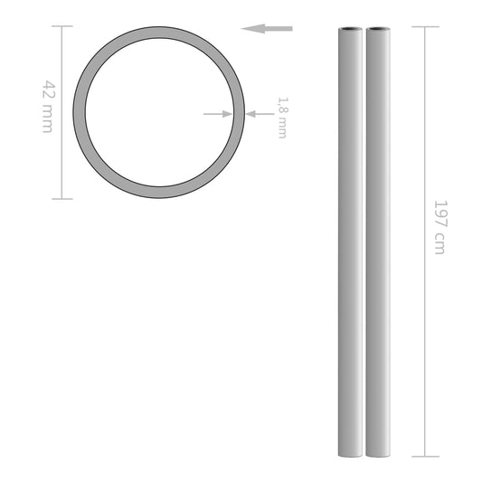 Trubky Z Nerezové Oceli 2 Ks Kulaté V2A Ø42 X 1,8 Mm