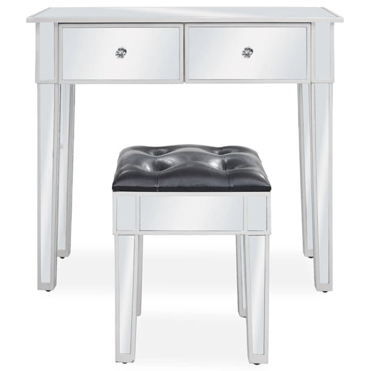 Zrcadlový Toaletní Stolek Se Stoličkou Mdf A Sklo