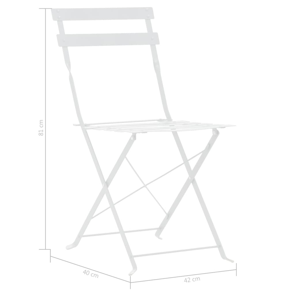 3Dílný Bistro Set Ocelový Bílý