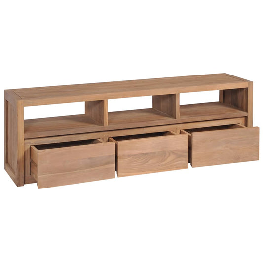 Tv Stolek Masivní Teak S Přírodním Povrchem 120 X 30 X 40 Cm