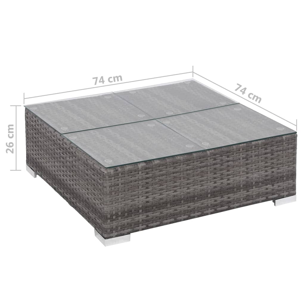 8Dílná Zahradní Sedací Souprava S Poduškami Polyratan Šedá