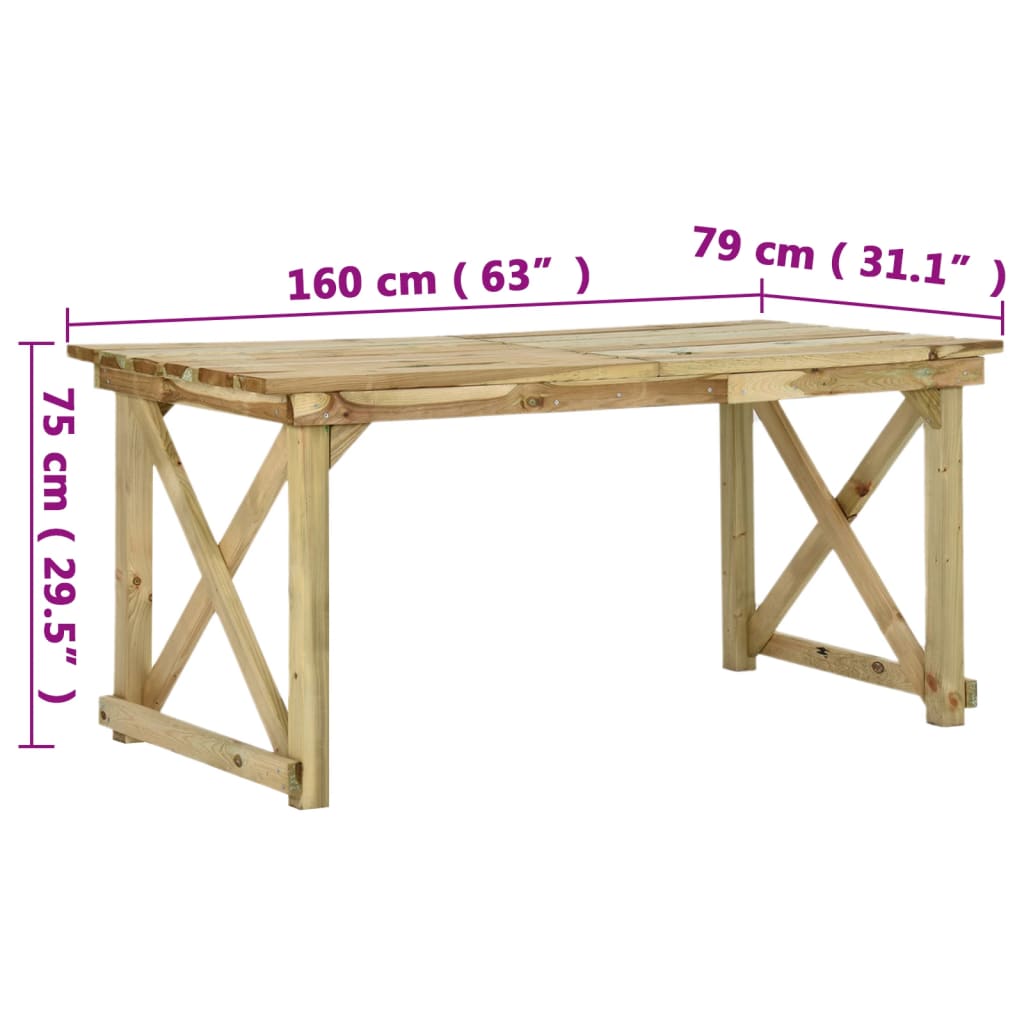 Zahradní Stůl 160 X 79 X 75 Cm Dřevo