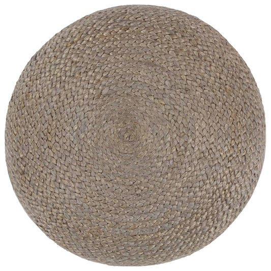 Ručně Vyrobený Sedací Puf Světle Šedý 45 X 30 Cm Juta