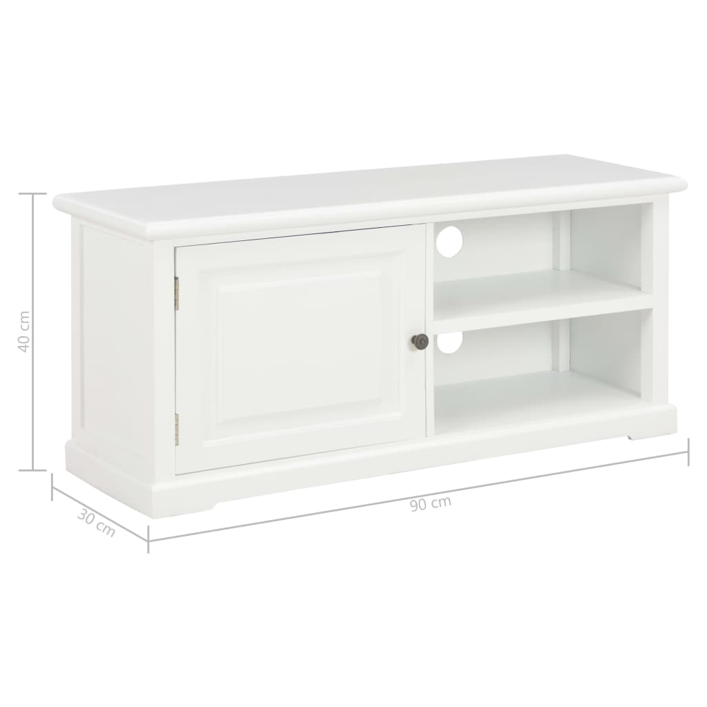 Tv Stolek Bílý 90 X 30 X 40 Cm Dřevo