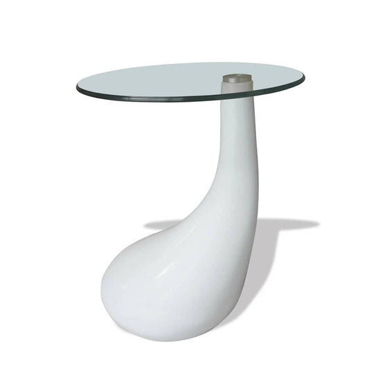 Konferenční Stolek S Kulatou Skleněnou Deskou Bílý Vysoký Lesk