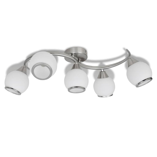 Stropní Svítidlo Se Skleněnými Stínidly Na Zvlněné Kolejnici