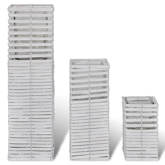 Ručně Splétané Svícny, 3 Ks, Bílé