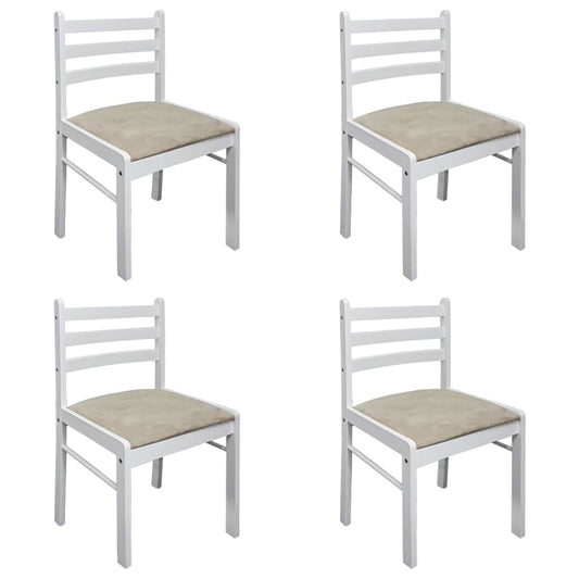 Jídelní Židle 4 Ks Bílé Masivní Kaučukovníkové Dřevo A Samet