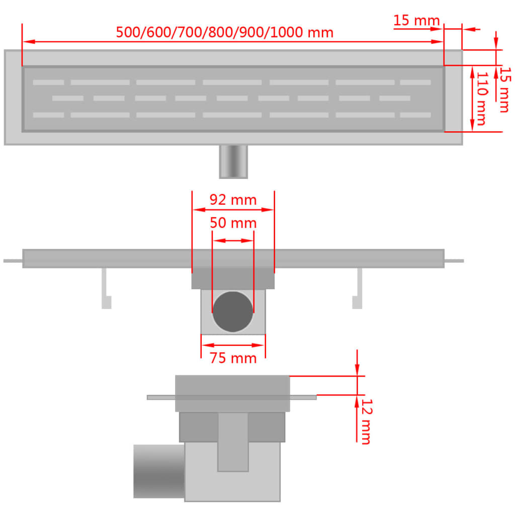 Rovný Sprchový Odtokový Žlab 630 X 140 Mm Nerezová Ocel