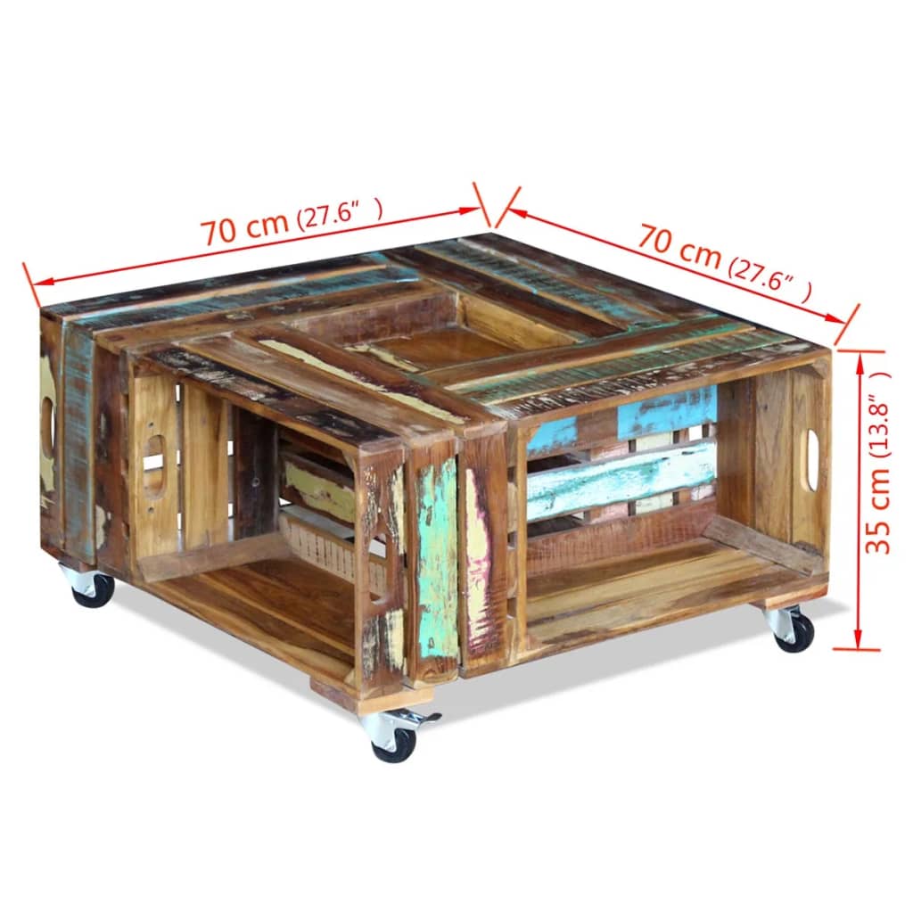 Konferenční Stolek Masivní Recyklované Dřevo 70X70X35 Cm