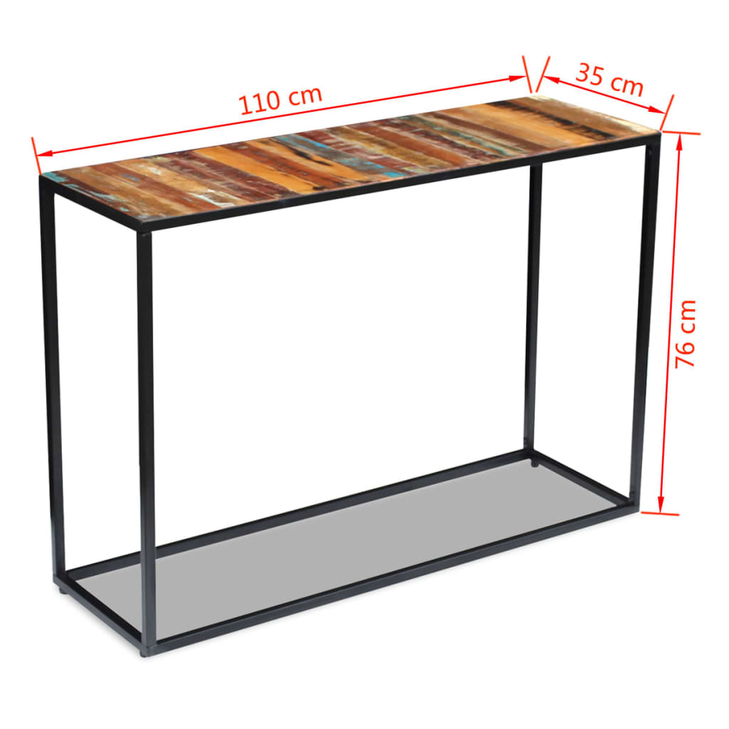Konzolový Stolek Masivní Recyklované Dřevo 110 X 35 X 76 Cm