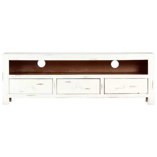 Tv Stolek Bílý 120 X 30 X 40 Cm Masivní Akáciové Dřevo