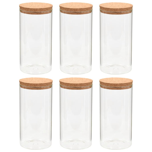 Skleněné Dózy S Korkovým Víčkem 6 Ks 1100 Ml