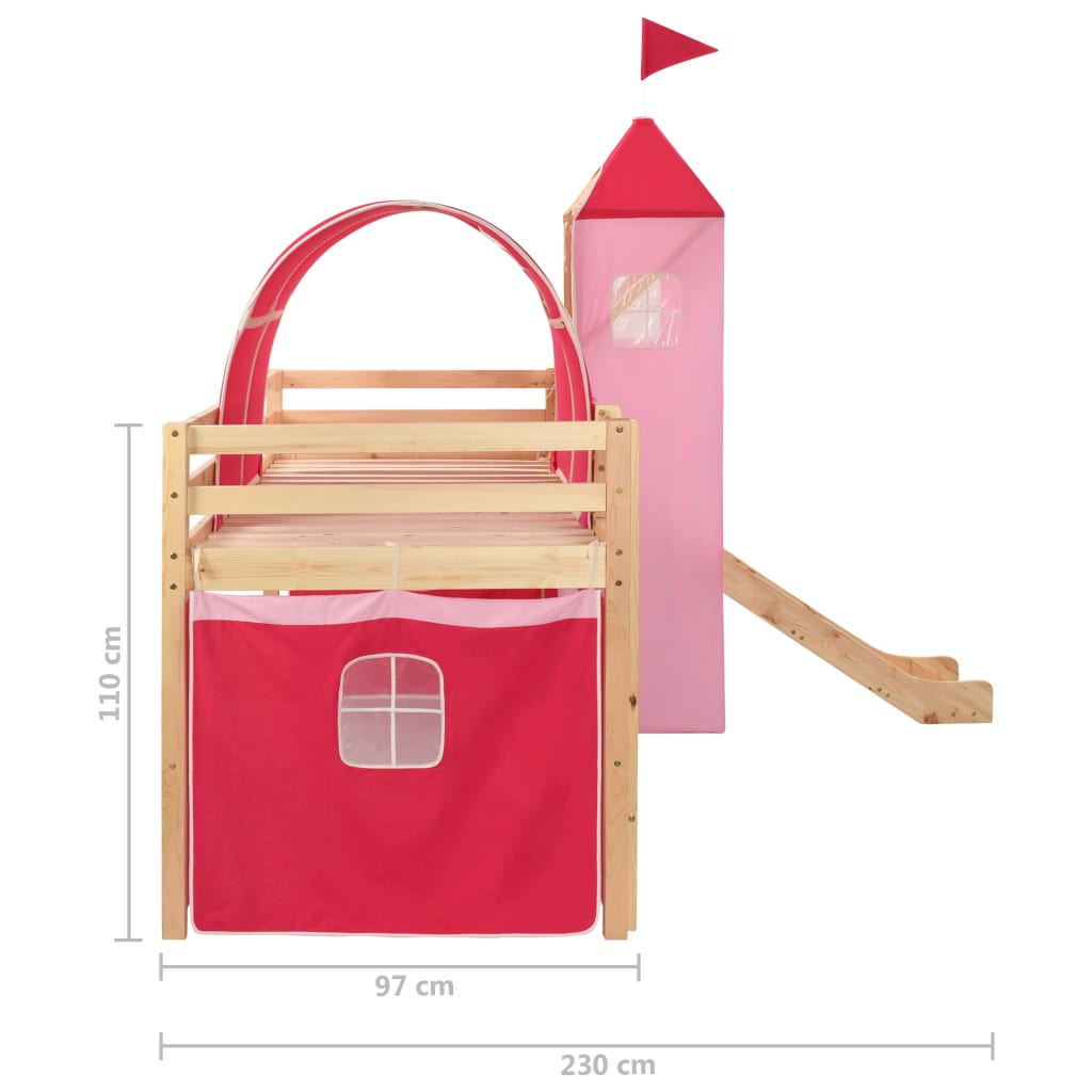 Dětská Patrová Postel Skluzavka A Žebřík Borovice 208 X 230 Cm