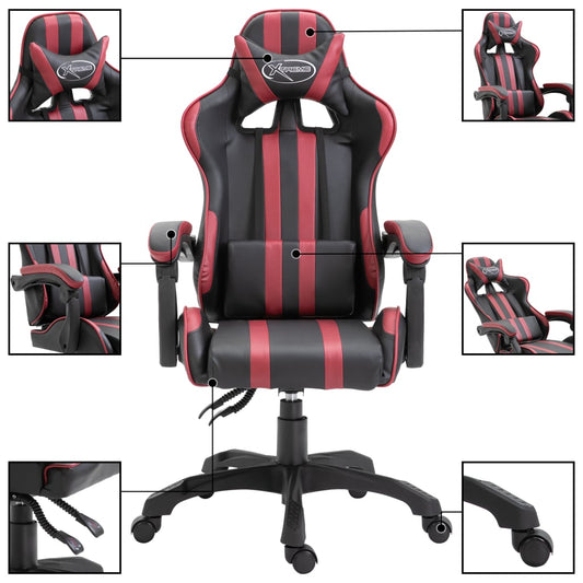 Herní Židle Vínová Umělá Kůže