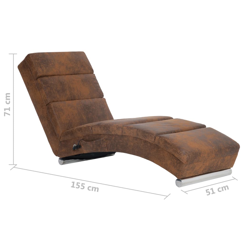 Masážní Lenoška Hnědá Umělá Broušená Kůže