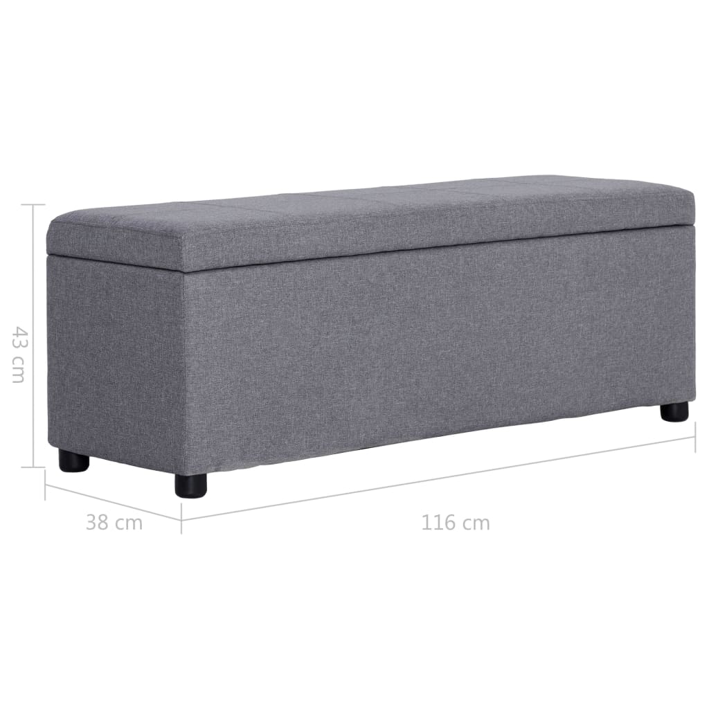 Lavice S Úložným Prostorem 116 Cm Světle Šedá Polyester