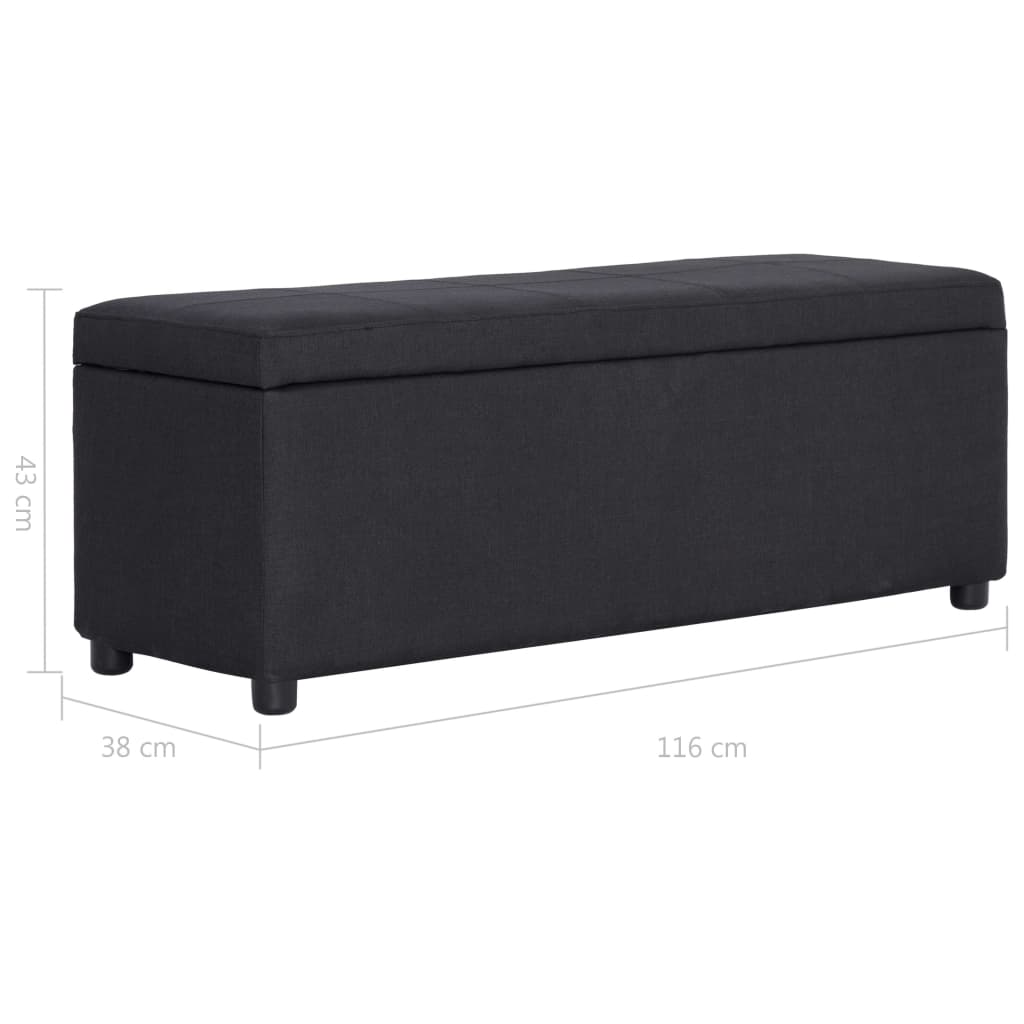 Lavice S Úložným Prostorem 116 Cm Černá Polyester
