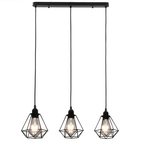 Stropní Svítidlo S Diamantovým Designem Černé 3 X Žárovky E27
