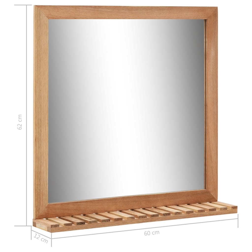 Koupelnové Zrcadlo 60 X 12 X 62 Cm Masivní Ořechové Dřevo