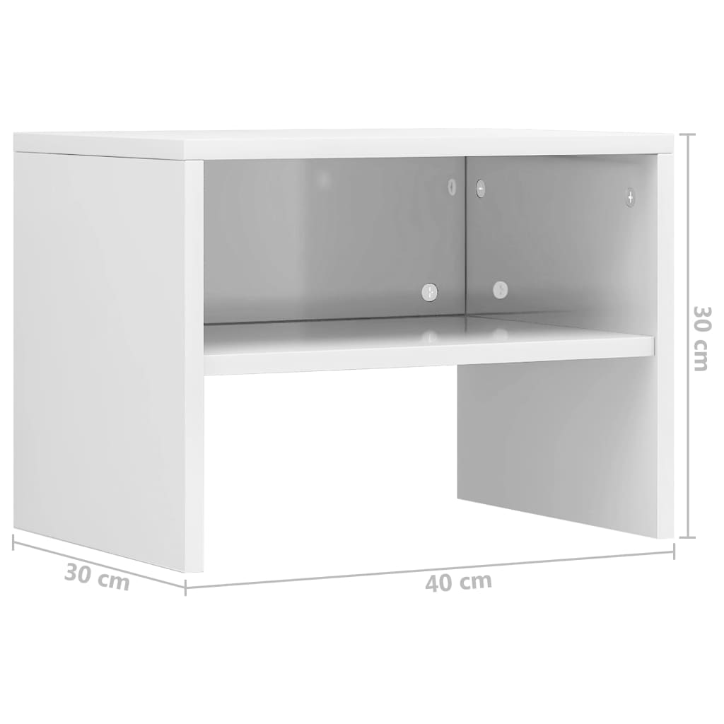 Noční Stolek Bílý S Vysokým Leskem 40X30X30 Cm Kompozitní Dřevo